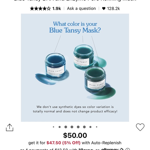 BRAND NEW Herbivore Blue Tansy Invisible Pores Resurfacing Clarity Mask $50 ret - Picture 2 of 2